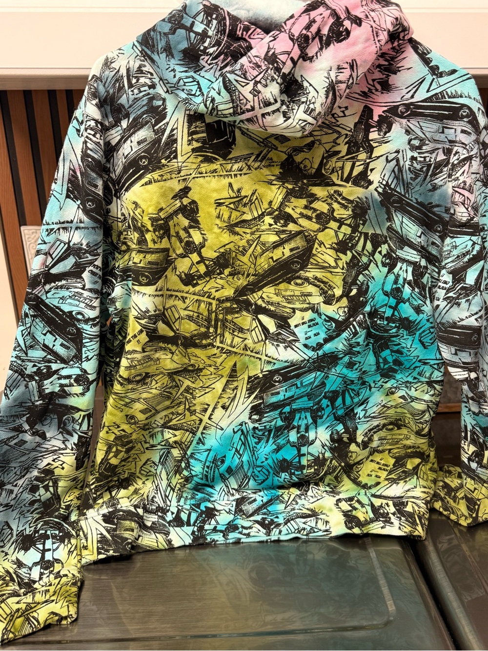 Upstanard Colorful Graffiti Print Hoodie with Hood - comic